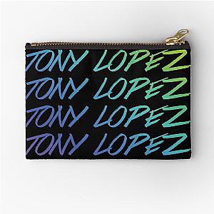 Tony Lopez Logo name rainbow (blue green) - Tiktok Lopez brothers Zipper Pouch