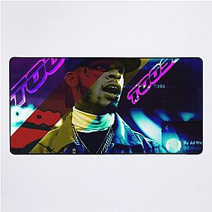 Blue Neon Light Desk Mat