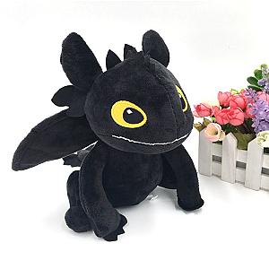 20cm Black Toothless Dragon Sitting Doll Yellow Eyes Toy Plush
