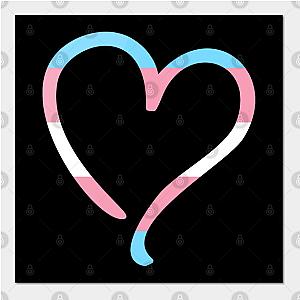 Trans Flag Posters - Transgender Flag Heart Poster TP0812