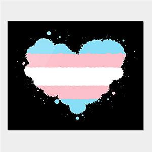 Trans Flag Posters - Transgender Pride Heart Flag Awareness Poster TP0812