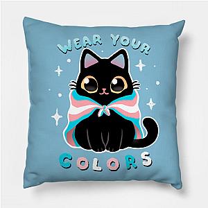 Trans Flag Pillows - Trans LGBT Pride Cat - Kawaii Rainbow Kitty - Wear your colors Pillow TP1208