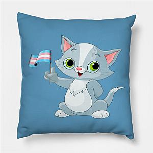 Trans Flag Pillows - Cat Holding Transgender Flag Pillow TP1208