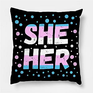 Trans Flag Pillows - She Her - Transgender Pride Flag Design Pillow TP1208