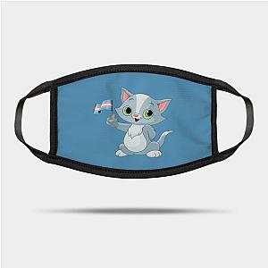 Trans Flag Face Masks - Cat Holding Transgender Flag Mask TP1208