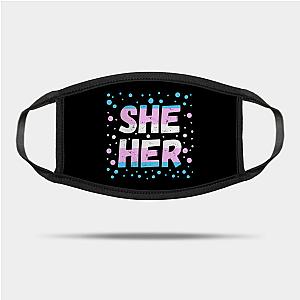 Trans Flag Face Masks - She Her - Transgender Pride Flag Design Mask TP1208