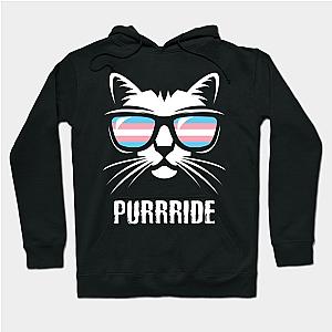 Trans Flag Hoodies - Transgender Pride Flag Cat Purrride Hoodie TP1208