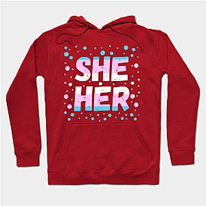 Trans Flag Hoodies - She Her - Transgender Pride Flag Design Hoodie TP1208