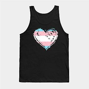 Trans Flag Tank Tops - Transgender Pride Heart Flag Trans Awareness Rights Tank Top TP0812