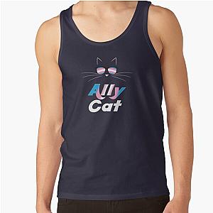 Transgender Tank Tops - Trans Ally Cat Gay Pride Kitty Trans Pride Tank Top RB0403