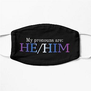 Transgender Face Masks - He/Him Pronouns (trans flag with black background) Flat Mask RB0403