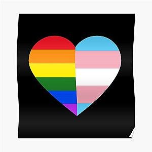 Transgender Posters - LGBT Rainbow And Transgender Pride Flag Heart Poster RB0403