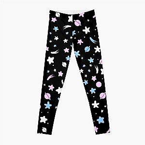 Transgender Leggings - Stars, planets, and comets (trans flag pattern) Leggings RB0403