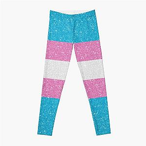 Transgender Leggings - Faux Glitter Transgender Pride Flag Leggings RB0403