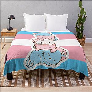 Transgender Blanket - Transgender Pride Flag Cute Kawaii Cats Subtle LGBTQ Trans Pride Throw Blanket RB0403