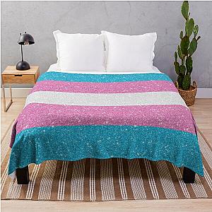 Transgender Blanket - Faux Glitter Transgender Pride Flag Throw Blanket RB0403