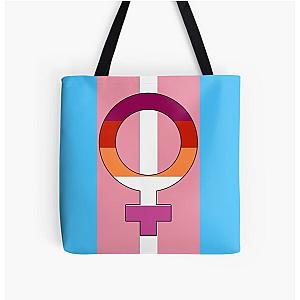 Transgender Bags - Transbian Lesbian + Trans flag female symbol All Over Print Tote Bag RB0403