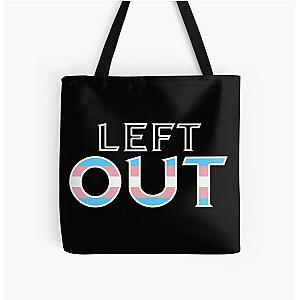 Transgender Bags - Left Out - Transparent Blocky - White Outline (Transgender Flag) All Over Print Tote Bag RB0403