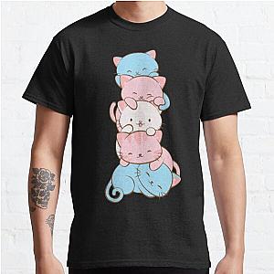 Transgender T-Shirts - Transgender Pride Flag Cute Kawaii Cats Subtle LGBTQ Trans Pride Classic T-Shirt RB0403