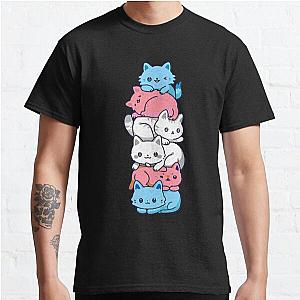 Transgender T-Shirts - Transgender Pride Cat LGBT Trans Flag Cute Cats Pile Gifts Classic T-Shirt RB0403