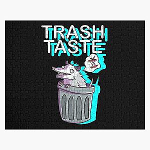 Opossum funny memes trash taste podcasting eat bad taste blue neon merch Jigsaw Puzzle RB2709