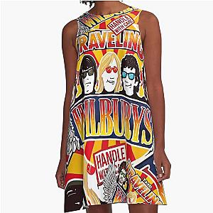 Vintage Traveling Wilburys inspired collar pop Art rock roll Poster A-Line Dress