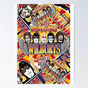 Vintage Traveling Wilburys inspired collage pop Art rock and roll Poster