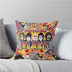 Vintage Traveling Wilburys inspired collage pop Art rock Poster Throw Pillow