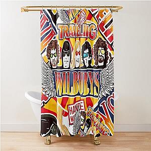 Vintage Traveling Wilburys inspired collage poster rock shower curtain