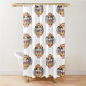 The travelng wilbury's retro rock shower curtain
