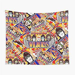 Vintage Traveling Wilburys-Inspired Collage Art Tapestry