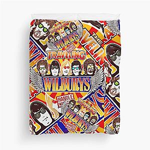 Vintage Traveling Wilburys inspired collage pop Art - rock and roll  Duvet Cover