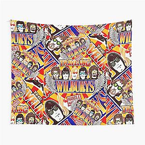 Vintage Traveling Wilburys inspired collage pop Art - rock and roll  Tapestry