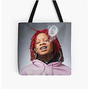 Trippie Redd Bags - smoke and Red curly hair All Over Print Tote Bag RB1602