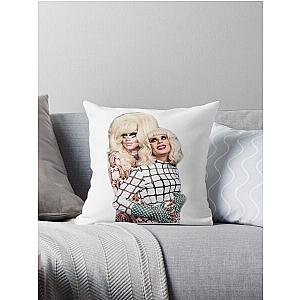 Trixie and Katya Couple Pose Throw Pillow