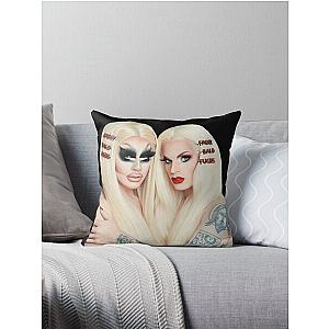 Trixie and Katya Book UNHhhh Throw Pillow