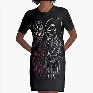 Katya Zamolodchikova and Trixie Mattel Line Art Graphic T-Shirt Dress