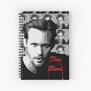 Portrait painting of Alexander Skarsgard as Eric Northman in True Blood with a pattern lv xxx Spiral Notebook