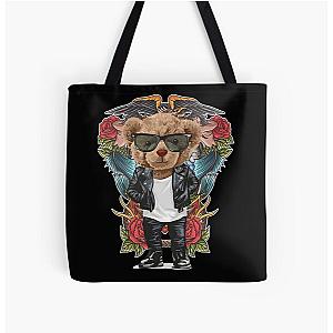 Rebel Bear Rider True Grit Teddy All Over Print Tote Bag
