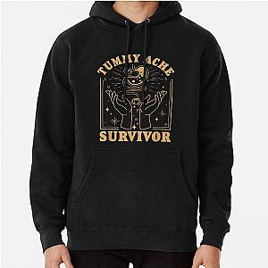 Vintage Minimalist Tummy Ache Survivor Funny Saying Pullover Hoodie