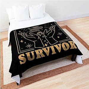 Vintage Minimalist Tummy Ache Survivor Funny Saying Comforter