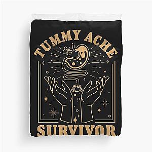 Vintage Minimalist Tummy Ache Survivor Funny Saying Duvet Cover