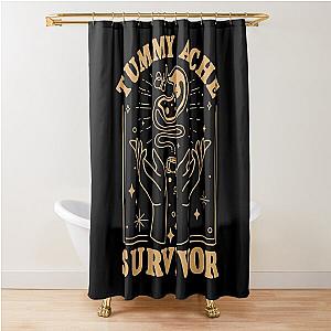 Vintage Minimalist Tummy Ache Survivor Funny Saying Shower Curtain