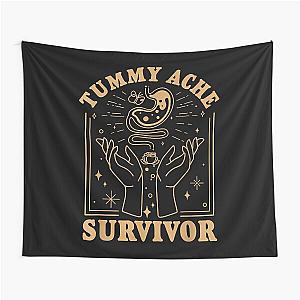 Vintage Minimalist Tummy Ache Survivor Funny Saying Tapestry