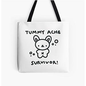 Cute Bear Tummy Ache Survivor All Over Print Tote Bag