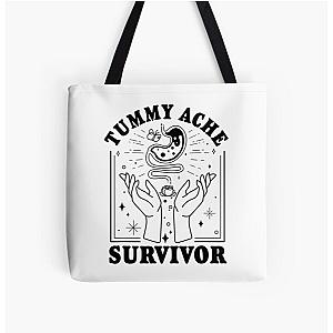 Vintage Minimalist Tummy Ache Survivor Funny Saying , Funny Men Woman Retro , Vintage   All Over Print Tote Bag