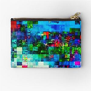 Digital TV glitch on television screen Zipper Pouch