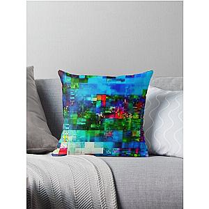 Digital TV glitch on television screen Throw Pillow