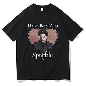 Twilight T-Shirt - Movie Twilight I Love Boys Who Sparkle Robert Pattinson Print T-shirt