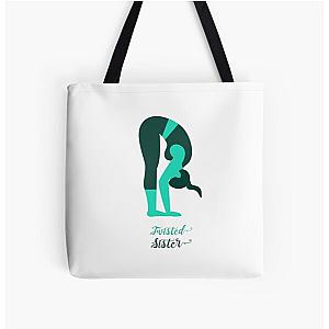 Yoga Twisted Sister Design logo All Over Print Tote Bag